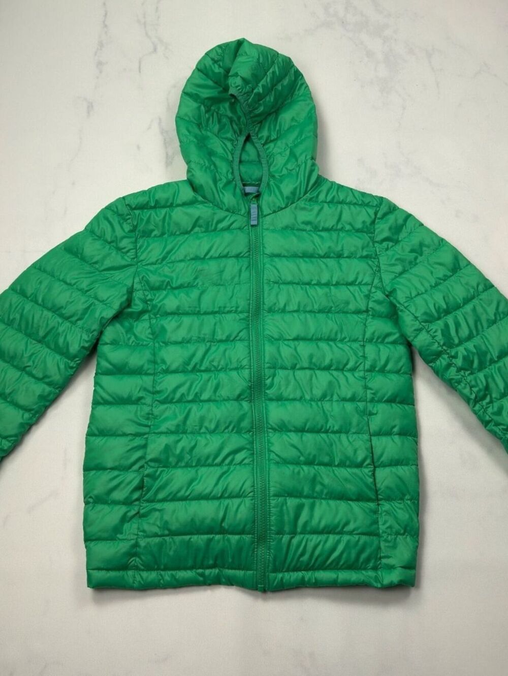 Primary Puffer Jacket Green Hooded Lightweight - Kids Size 16